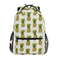 Wamika Pineapple Backpacks for Women Men, Tropical Flowers Gold Dots Computer Laptop Backpack, Casual Book Bag Travel Camping Daypack