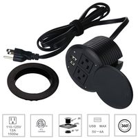 3 inch Power Grommet with Cover, Desktop USB Grommet 4A Port, Desk Furniture UL Listed Recessed Power Grommet with 2 AC Outlets & 6.39ft Cord