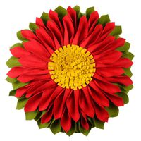 JWH 3D Sunflower Accent Pillow Hand Craft Round Cushion Decorative Pillowcase with Pillow Insert Home Sofa Bed Living Room Decor Gift 14 Inch / 35 cm Wool Green Red Yellow