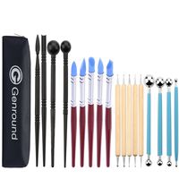 Polymer Clay Tools, Genround Kid Toy 19pcs Modeling Clay Sculpting Tools, 5pcs Wooden Dotting Tools, 5pcs Rubber Tip Pens, 4pcs Ball Stylus Tool, 4pcs Modeling Tools Pottery Tools, and Storage Case