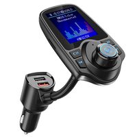 Nulaxy Bluetooth FM Transmitter for Car, 1.8" Color Screen Radio Adapter W QC3.0 & 5V/2.4A Charging, Handsfree Call, Support microSD Card, Aux Play, EQ Modes - KM18 [Upgraded Version] Black Matte