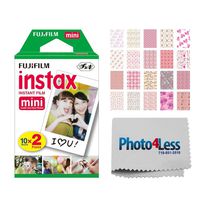 Fujifilm instax Mini Instant Film (20 Exposures) + 20 Sticker Frames for Fuji Instax Prints Baby Girl Themed Package + Photo4Less Cleaning Cloth - Deluxe Accessory Bundle