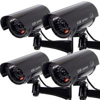 4 Pack Outdoor Waterproof Fake/Dummy Security Camera with Blinking Light (Black) ...