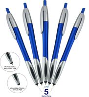 Stylus with Ball Point Pen Compatible with Motorola Xoom, Xyboard, Droid, Samsung Galaxy S IV / S4, Galaxy S III/S3 Compatible with Most Devices,(5 Pack) Blue