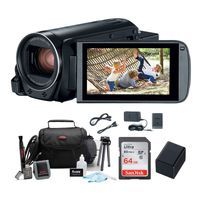 Canon VIXIA HF R800 Camcorder (Black) + SanDisk 64GB Memory Card + Spare Battery + Case & Deluxe Accessory Bundle