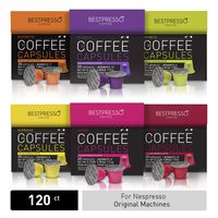 Bestpresso Coffee for Nespresso Original Machine 120 pods Certified Genuine Espresso Variety Pack, Pods Compatible with Nespresso Original