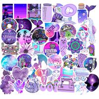 Purple Cute VSCO Stickers for Water Bottles,Big 50 Pack Aesthetic Decals for Luggage,Skateboard,Guitar,Luggage,Hydro Flask,Phone,Car