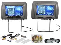 Rockville RVD951-GR 9" Gray Dual DVD/USB/HDMI/SD Car Headrest Monitors + Games