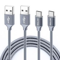 MEALINK USB Type C Cable Fast Charging 6ft (2 Pack), Nylon Braided USB C Cable Android Power Cord for Samsung Galaxy S8 S9 Note 8 Charger, Google Pixel, LG G5 G6,Moto Z2(Grey)