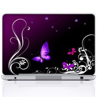 Meffort Inc 17 17.3 Inch Laptop Notebook Skin Sticker Cover Art Decal (Included 2 Wrist pad) - Purple Butterfly Design