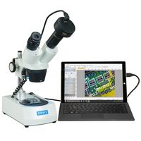OMAX 10X-20X-30X-60X Cordless Stereo Binocular Microscope with Dual LED Lights and 5MP Camera
