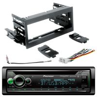 Pioneer Single-DIN CD Player Bluetooth HD Radio USB AUX Receiver, Scosche GM1483B Dash Kit, GM02B Radio Wiring Harness, Enrock Antenna Adapter (Fits 95-02 GM Full Size)