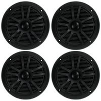 4) NEW BOSS MR6B 6.5" 360W Dual Cone Black Marine Audio Speakers 180 Watt 2 PAIR