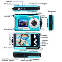 Waterproof Camera Full HD 1080P Underwater Camera 24 MP Video Recorder Selfie Dual Screen DV Recording Waterproof Digital Camera for Snorkeling