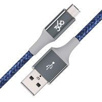 360 Electrical 360652-NV Habitat 4ft Premium Braided Charging Cable with Micro USB Connector - Authentic Collection-Navy