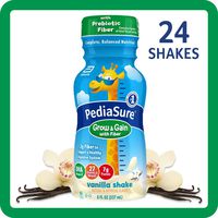 PediaSure Grow & Gain With Fiber, Kids' Nutritional Shake, With Protein, DHA, And Vitamins & Minerals, Vanilla, 8 fl oz, Pack of 24