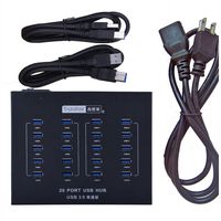 PCOLTECH Industrial Grade USB 3.0 Hub 20 Port High Speed Data Transfer and Powered