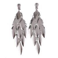 Grace Jun New Handmade Multi-layer Dangle Drop Earrings and Clip on Earrings No Pierced for Women (Silver Clip-on)