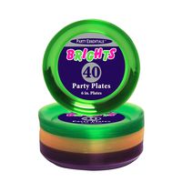 Party Essentials Hard Plastic 40 Count Round Party/Dessert Plates, 6-Inch, Mardi Gras Mix