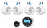 Rockville RGHR2 Marine Bluetooth USB Receiver+Remote+(4) 6.5" Wakeboard Speakers