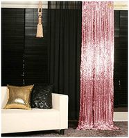 ShinyBeauty Sequin Curtain 2 Panels Glitter Backdrop 6FT Rose Pink Sequin Backdrop 8FT Photography Background Backdrop for Pictures
