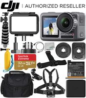 DJI Osmo Action 4K Camera with 32GB Starter Accessory Bundle - Includes: SanDisk Extreme 32GB microSDHC Memory Card + Carrying Case + Floating Handle + Flexible Tripod + J-Hook Mount + More