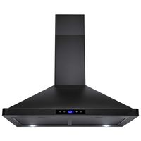 AKDY Convertible Kitchen Wall Mount Range Hood in Black Painted Stainless Steel with Lights (30 in.)