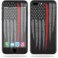 MightySkins Skin Compatible with Apple iPhone 8 Plus - Thin Red Line | Protective, Durable, and Unique Vinyl Decal wrap Cover | Easy to Apply, Remove, and Change Styles | Made in The USA