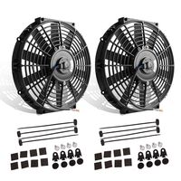 (Pack of 2) 12" High Performance Electric Radiator Cooling Fan Push Pull Slim 12V 80W 1550 CFM with Mounting Kit（Diameter 11.73" Depth 2.56")