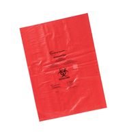 Heathrow Scientific HS10320 Biohazard Disposable Bag, 8" x 12", Red