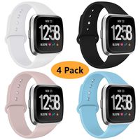 Coperr 4 Packs Bands Compatible with Fitbit Versa/Fitbit Versa 2 / Fitbit Versa Lite for Women and Men, Soft Silicone Sport Strap Replacement Wristband with Ventilation Holes for Fitbit Versa