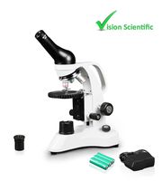 Vision Scientific VME0006-RC-E2 LED Cordless Microscope, 40-800X Magnification, Reverse Nosepiece, LED Illumination,Round Floating Stage, Coarse and Fine Focus, 110V or Rechargeable Battery