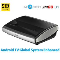 4K Projector, Android TV Enhanced JmGO U1 Home Theater Projector Ultra Short Focus Native 4K UHD 3D Laser Smart TV Built-in Hi-Fi Bluetooth Speaker