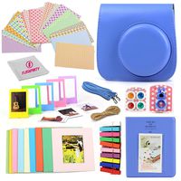 Camera Case for Fuji instax Mini 9 and Mini 8 Instant Camera + 20 Assorted Border Stickers + Colorful Picture Frames + Photo Album + Selfie Mirror + 4 Color Filters + More Accessories. (Cobalt Blue)