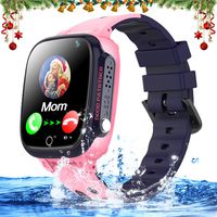 Kids Waterproof Smart Watch Phone GPS Tracker with SOS Two Way Call Voice Chat Touch Screen Camera Alarm Clock Math Game Electronic Learning Toy for 3-12 Girls Boys Christmas Holiday Birthday Gifts