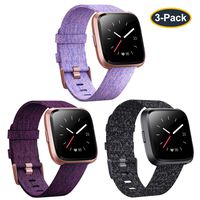 KIMILAR 3-Pack Bands Compatible with Fitbit Versa/Versa 2/Versa Lite Edition, Large Small Soft Woven Fabric Breathable Accessories Strap Replacement Wristband Women Men Compatible Versa Smart Watch