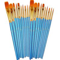 BOSOBO Paint Brushes Set, 2 Pack 20 Pcs Round Pointed Tip Paintbrushes Nylon Hair Artist Acrylic Paint Brushes for Acrylic Oil Watercolor, Face Nail Art, Miniature Detailing & Rock Painting, Blue