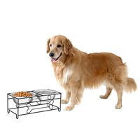 PETMAKER Stainless Steel Raised Food & Water Bowls with Decorative 6.5" Tall Stand for Dogs & Cats-2 Bowls, 40oz Each-Elevated Feeding Station