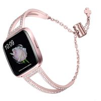bayite Bling Bands Compatible with Fitbit Versa/Versa 2 Band for Women, Stainless Steel Metal Jewelry Bracelet Bangle Wristband, Rose Gold