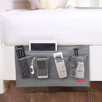 DuomiW 6 Pockets Bedside Storage Organizer, Beside Caddy, Table Cabinet Storage Organizer, TV Remote Control, Phones, Magazines, Tablets, Accessories (Light Grey)