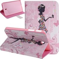 Galaxy Tab 3 7.0 Case,Butterfly Fairy and Flower Inlaid Shiny Glitter Diamond Pu Leather Flip Protective Case Cover for Samsung Galaxy Tab 3 7.0 P3200/ P3210/ T210/ T211,Dresses Grils