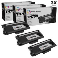 LD Compatible Toner Cartridge Replacement for Brother TN750 High Yield (Black, 3-Pack)