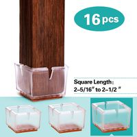 MelonBoat Chair Leg Floor Protectors with Felt Furniture Pads, Chair Glides Feet Caps, A-SQ061, 16 Pack, Fit Square 2-5/16 inches to 2-1/2 inches (5.8-6.4cm)