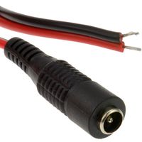 kenable DC Pigtail Power Socket 5.5 x 2.1mm to Bare Ends for CCTV Cable 0.3m (~1 Foot)
