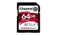 Kingston Canvas React 64GB SDXC Class 10 SD Memory Card UHS-I 100MB/s R Flash Memory High Speed SD Card (SDR/64GB)
