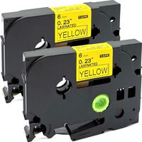 NEOUZA 2PK Compatible for Brother P-Touch Laminated Tze Tz Label Tape Cartridge 6mm x 8m (TZe-611 Black on Yellow)