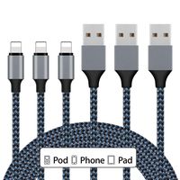iPhone Charger, Sundix 3Pack 10ft Lightning Cable iPhone Charger Cable Nylon Braided Charging Cord Compatible iPhone XR XS XSMax X 8 8 Plus 7 7 Plus 6 6s Plus SE 5 5s 5c iPad iPod