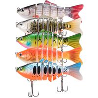 Lixada 5Pcs Fishing Lure Set with Storage Box Multi Jointed Segment Swimbait Lifelike Hard Bait Crankbait Treble Hooks for Bass Perch Trout