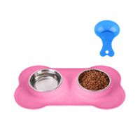 Hubulk Pet Dog Bowls 2 Stainless Steel Dog Bowl with No Spill Non-Skid Silicone Mat + Pet Food Scoop Water and Food Feeder Bowls for Feeding Small Medium Large Dogs Cats Puppies (M, Pink)