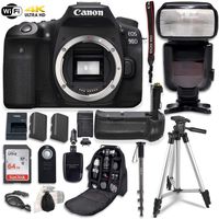 Canon EOS 90D Digital SLR Camera Bundle (Body Only) with Battery Grip & Professional Accessory Bundle (15 Items)